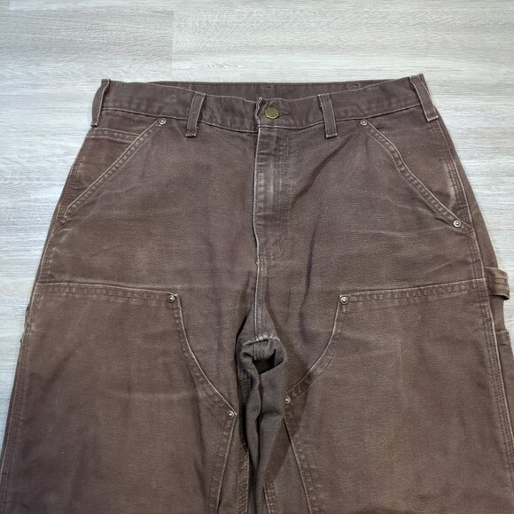 Carhartt B136 DKB Double Knee Work Pants Men's 31x29 Dungaree Fit Dark Brown - Picture 3 of 13